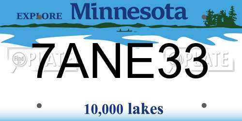 7ANE33 Minnesota License Plate