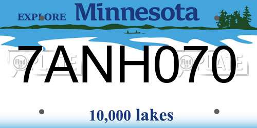 7ANH070 Minnesota License Plate