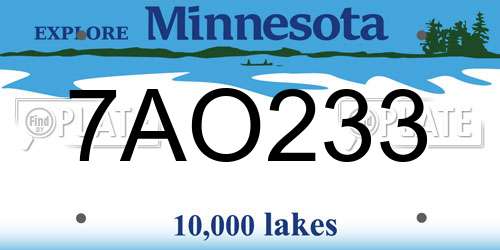 7AO233 Minnesota License Plate