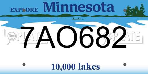 7AO682 Minnesota License Plate