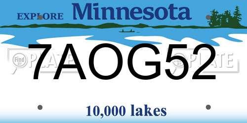 7AOG52 Minnesota License Plate