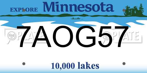 7AOG57 Minnesota License Plate
