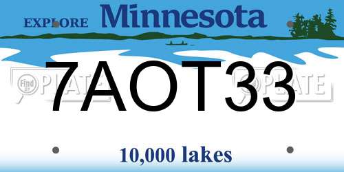 7AOT33 Minnesota License Plate