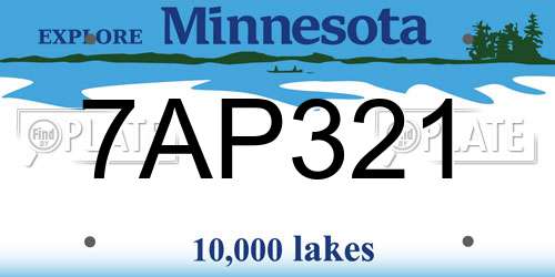 7AP321 Minnesota License Plate