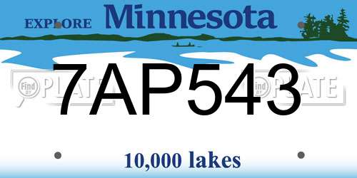 7AP543 Minnesota License Plate