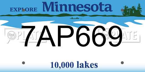 7AP669 Minnesota License Plate