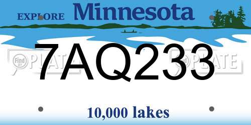 7AQ233 Minnesota License Plate