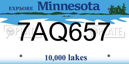7AQ657 Minnesota License Plate