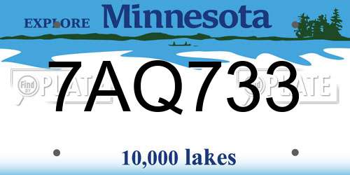 7AQ733 Minnesota License Plate