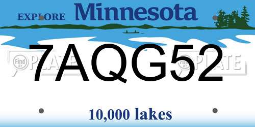 7AQG52 Minnesota License Plate