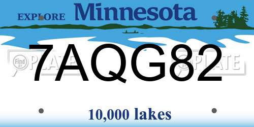 7AQG82 Minnesota License Plate