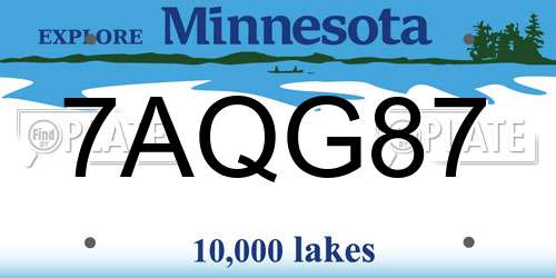 7AQG87 Minnesota License Plate