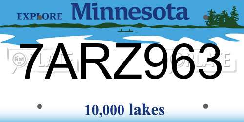 7ARZ963 Minnesota License Plate