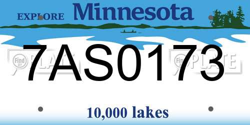 7AS0173 Minnesota License Plate