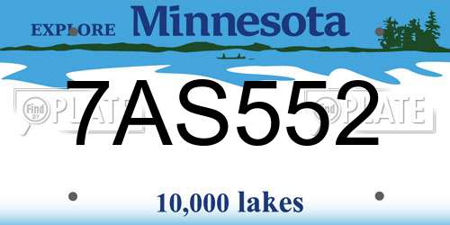7AS552 Minnesota License Plate