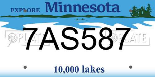 7AS587 Minnesota License Plate