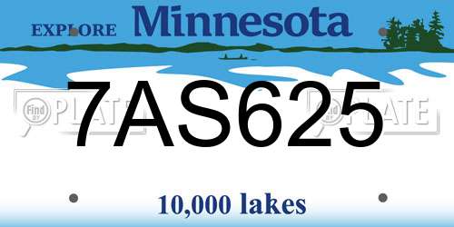 7AS625 Minnesota License Plate