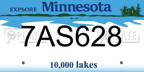 7AS628 Minnesota License Plate