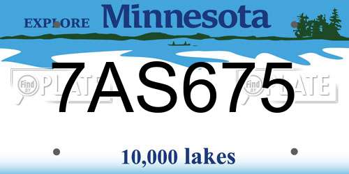 7AS675 Minnesota License Plate