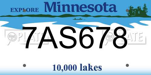 7AS678 Minnesota License Plate