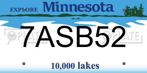 7ASB52 Minnesota License Plate