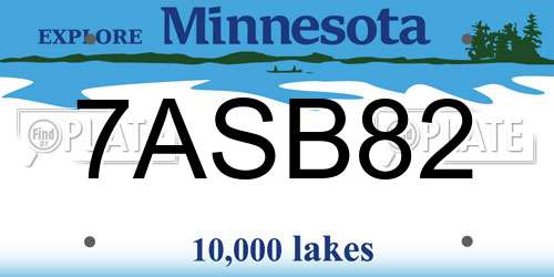 7ASB82 Minnesota License Plate