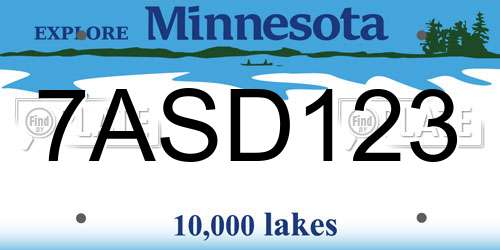 7ASD123 Minnesota License Plate