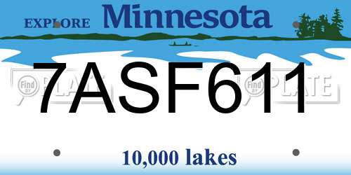 7ASF611 Minnesota License Plate