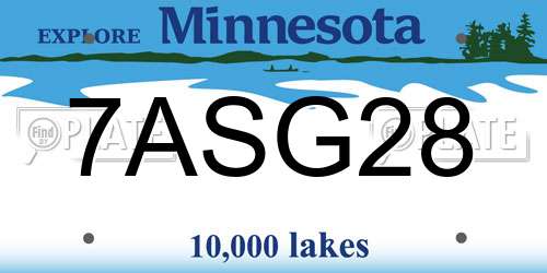 7ASG28 Minnesota License Plate