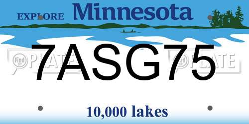 7ASG75 Minnesota License Plate