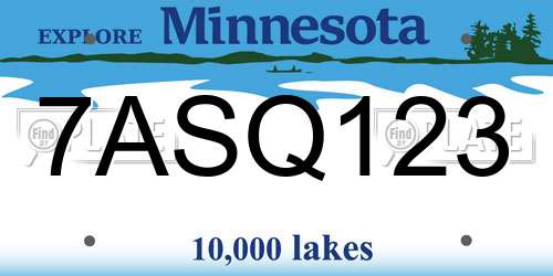7ASQ123 Minnesota License Plate