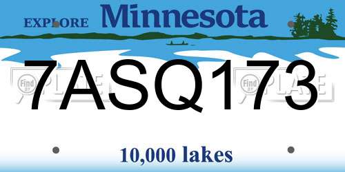 7ASQ173 Minnesota License Plate