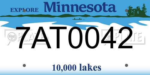 7AT0042 Minnesota License Plate