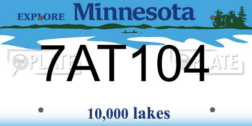7AT104 Minnesota License Plate