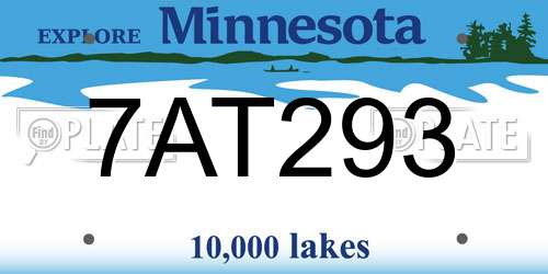 7AT293 Minnesota License Plate