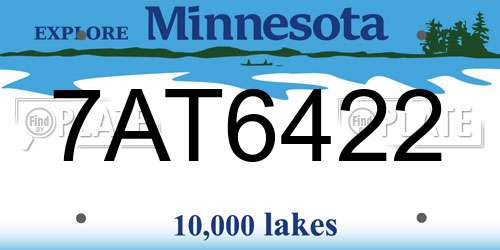 7AT6422 Minnesota License Plate