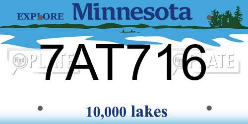 7AT716 Minnesota License Plate