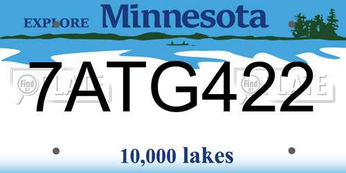 7ATG422 Minnesota License Plate
