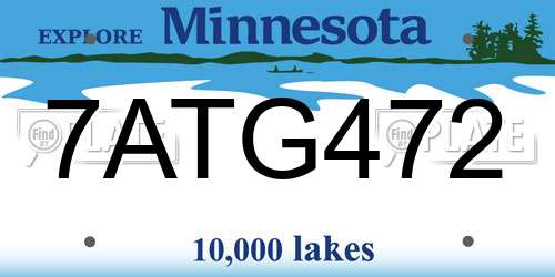 7ATG472 Minnesota License Plate