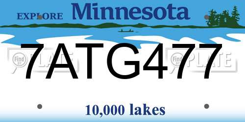 7ATG477 Minnesota License Plate
