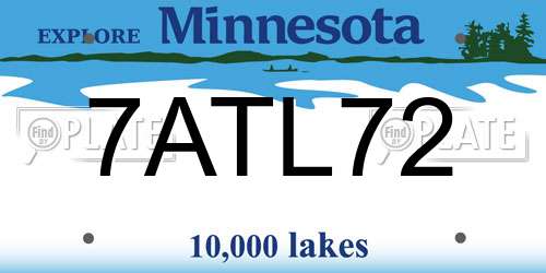 7ATL72 Minnesota License Plate