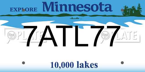7ATL77 Minnesota License Plate