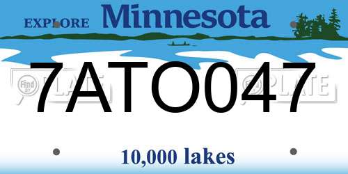 7ATO047 Minnesota License Plate
