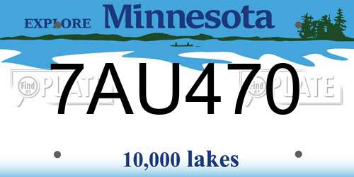 7AU470 Minnesota License Plate