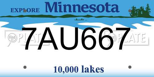 7AU667 Minnesota License Plate