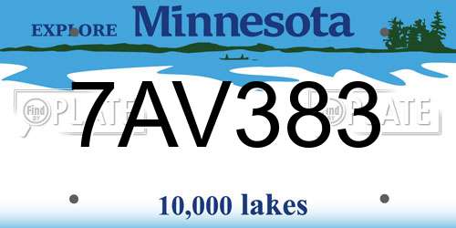 7AV383 Minnesota License Plate
