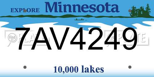 7AV4249 Minnesota License Plate