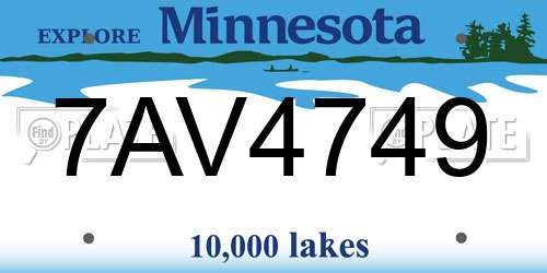 7AV4749 Minnesota License Plate