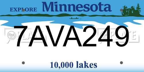7AVA249 Minnesota License Plate