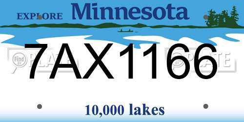 7AX1166 Minnesota License Plate
